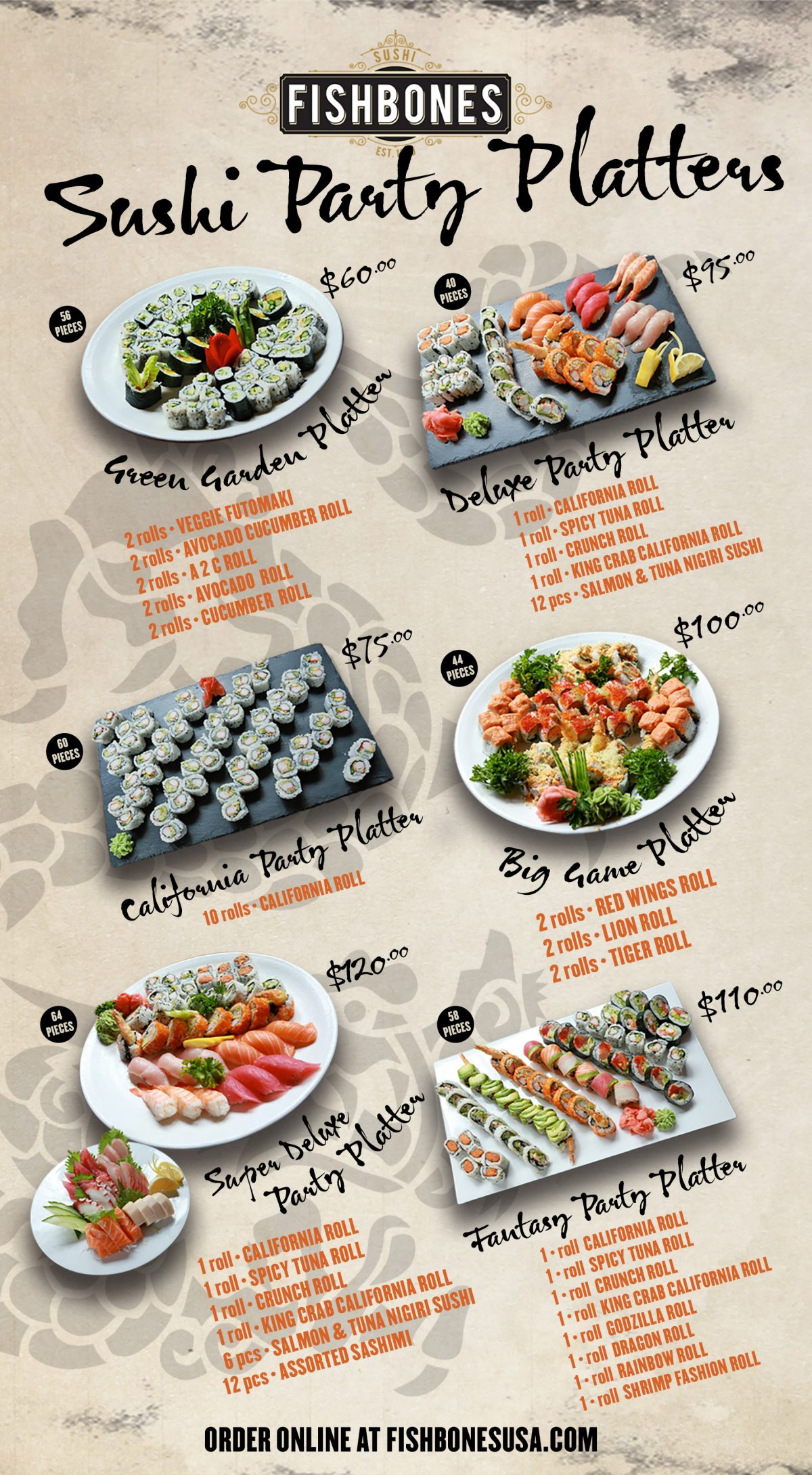 Sushi Party Platters fishbonesusa